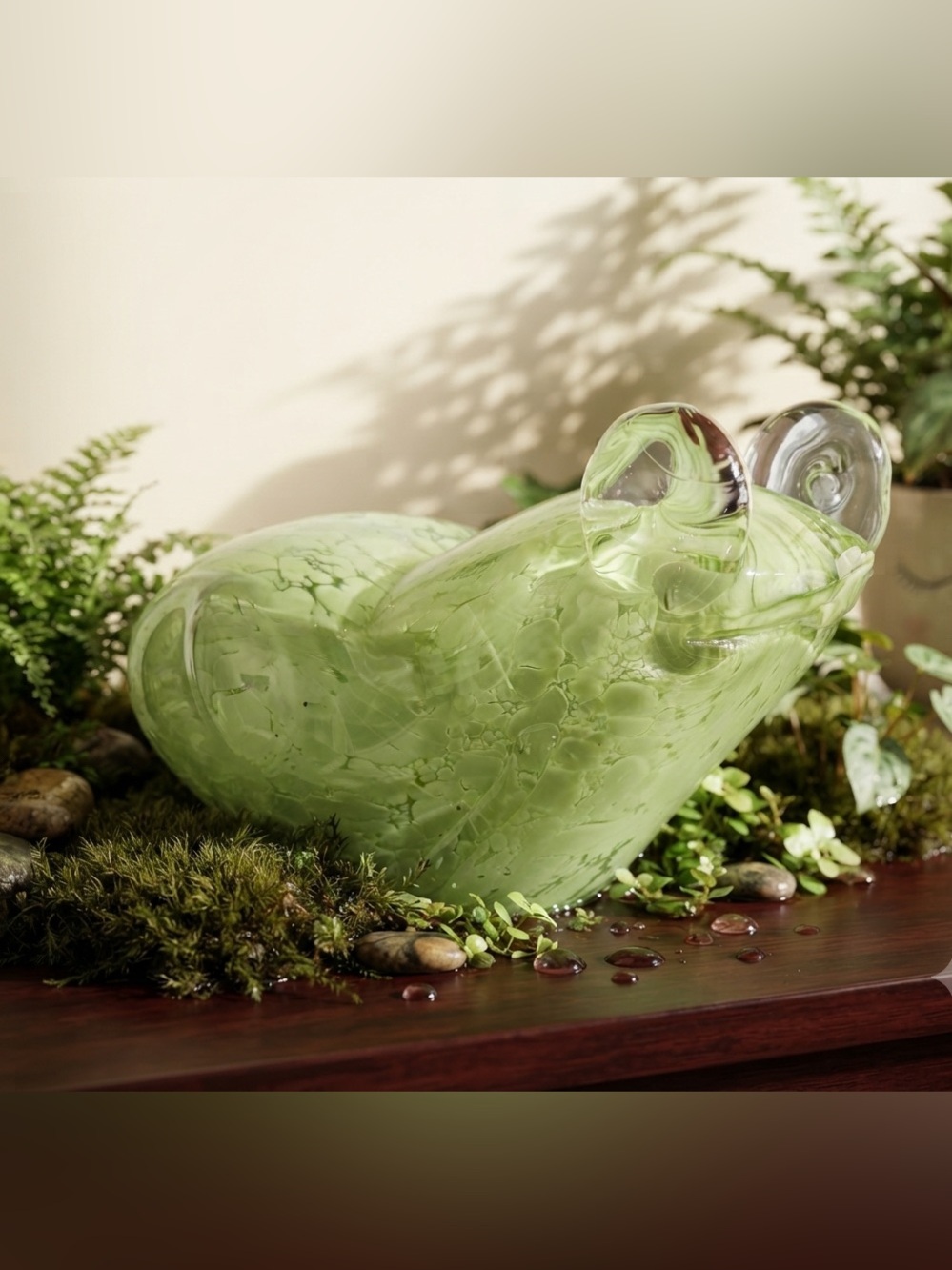 Marano style Large Green Glass Frog Figurine